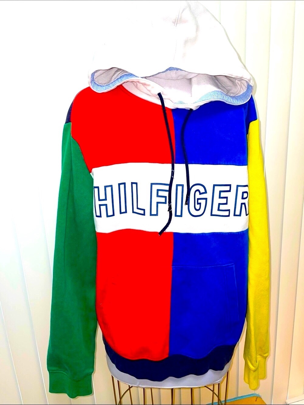 UNISEX TOMMY HILFIGER Colorblocked Popover Hoodie, Sz XL